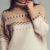 Relaxed Fit Fair Isle Turtleneck Sweater