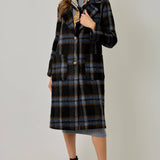 61594 Brushed Plaid Long Coat