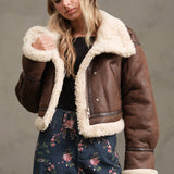 Vintage Cropped Faux Shearling Jacket - MJ9594Y