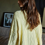 Quarter Sleeve Loose Cable Knit Sweater