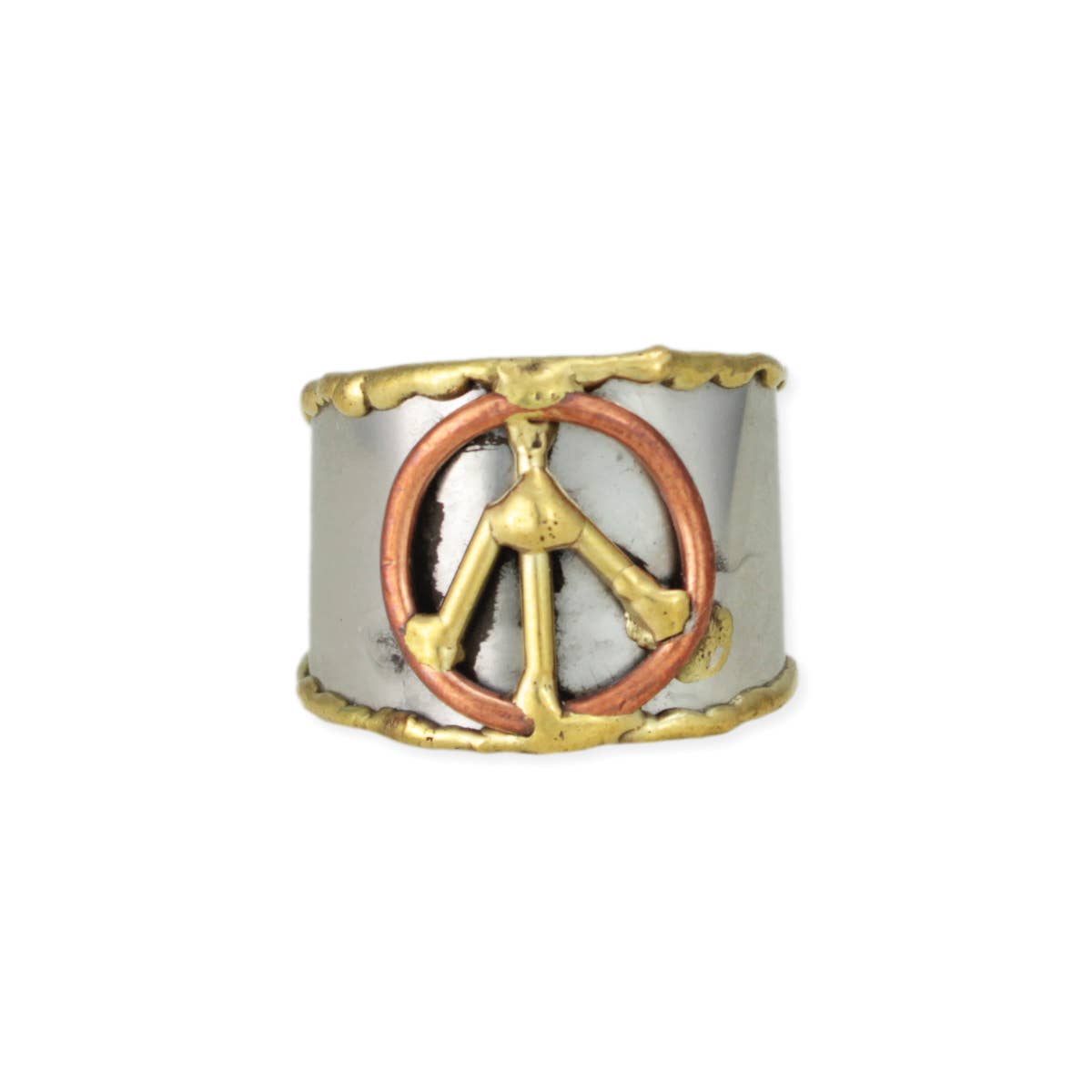 Mixed Metal Peace Sign Ring