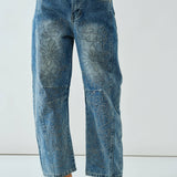 AJP5114 EMBROIDERED DETAIL COTTON BARREL PANTS