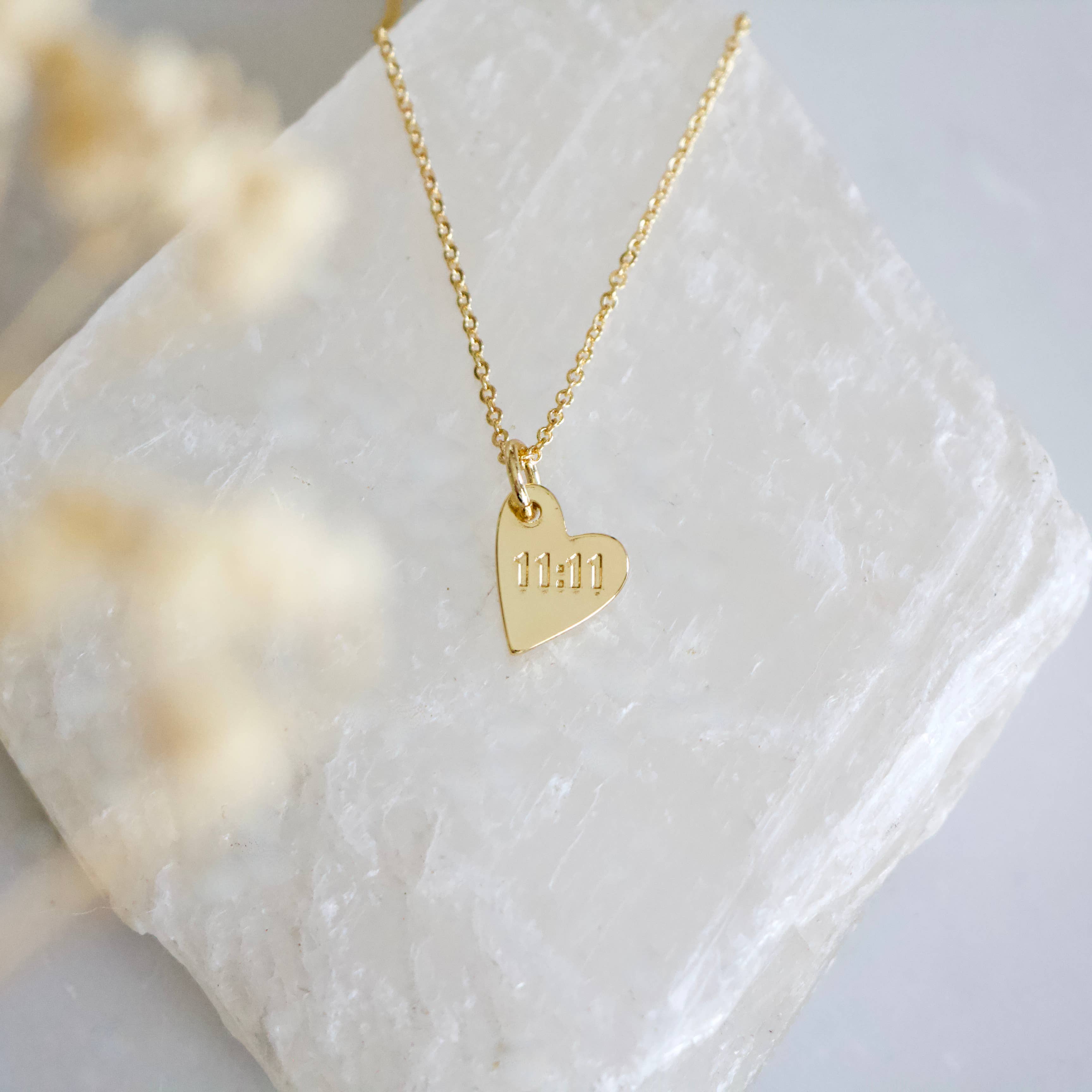 11:11 Stamped Heart Necklace