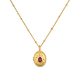Garnet Locket Necklace