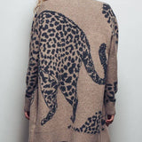 Animal Jacquard Long Knit Cardigan