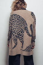 Animal Jacquard Long Knit Cardigan