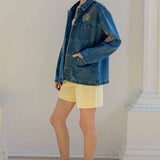 Floral Embroidered Denim Jacket - RJ1130