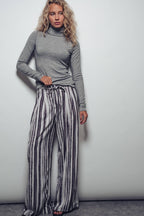 Striped Turtleneck Knit Top