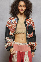 Quilted Floral Raw-Edge A-Line Jacket
