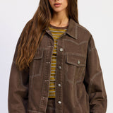 OVERSIZED TWILL BUTTON UP JACKET