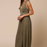 Summer Surplice Contrast Stitch Romper