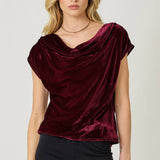 61197 Velvet Cowl Neck Top