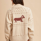 Dachschund Zip-Up Cardigan