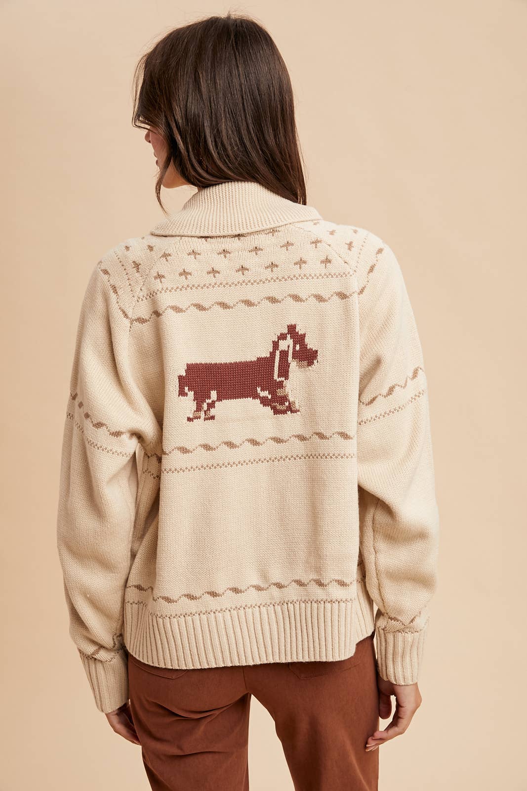 Dachschund Zip-Up Cardigan