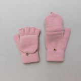 Winter Knit Convertible Fingerless Gloves with Mitten Flap
