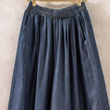 Ultra-Wide Leg Elastic Waist Denim Pants
