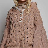 Floral Handmade Buttons Velvet Chenille Sweater Hoodie Top