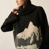 Mountains Fuzzy Jacquard-Knit Turtleneck Sweater