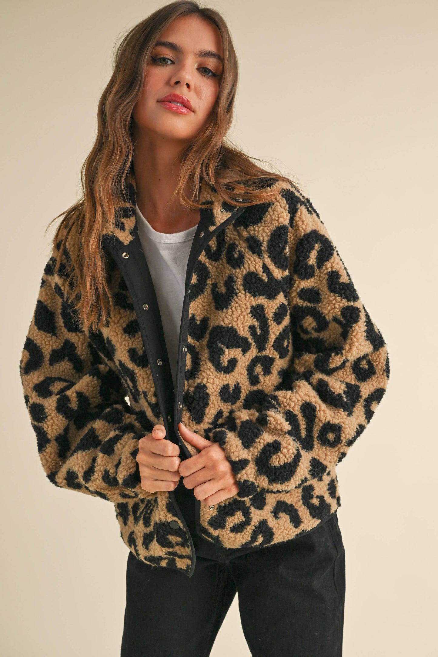 Leopard Print Sherpa Jacket