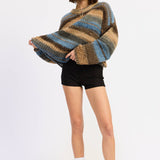 OVERSIZED KNIT STRIPED SWEATER
