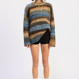 OVERSIZED KNIT STRIPED SWEATER