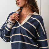 Marina Navy Blue V-Neck Pullover