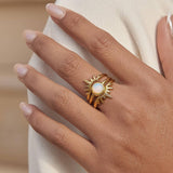 Nerina 18K Gold Non-Tarnish Sunburst Opal Stackable Ring