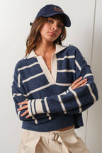 Marina Navy Blue V-Neck Pullover