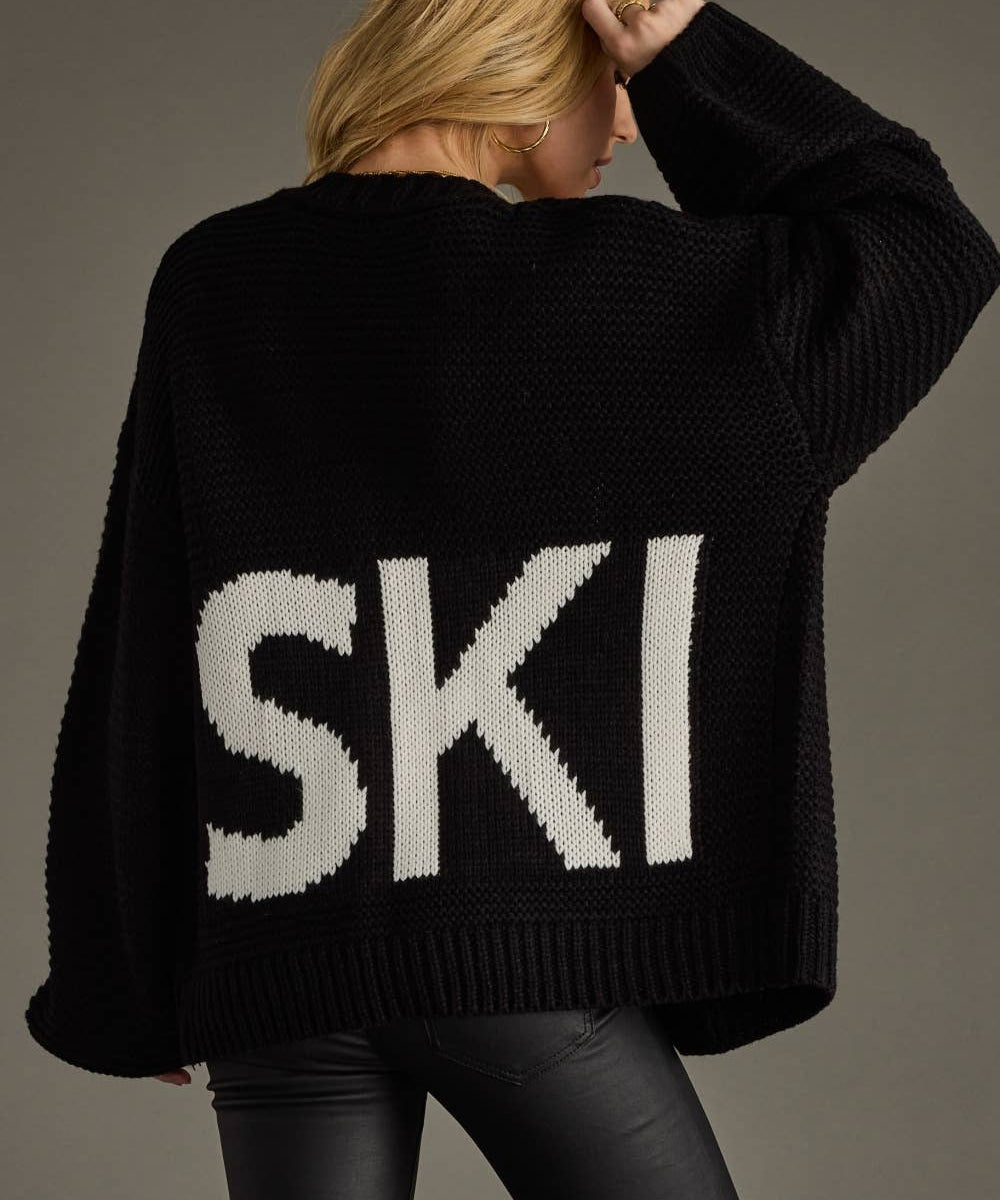 Black "Ski" Knit Cardigan