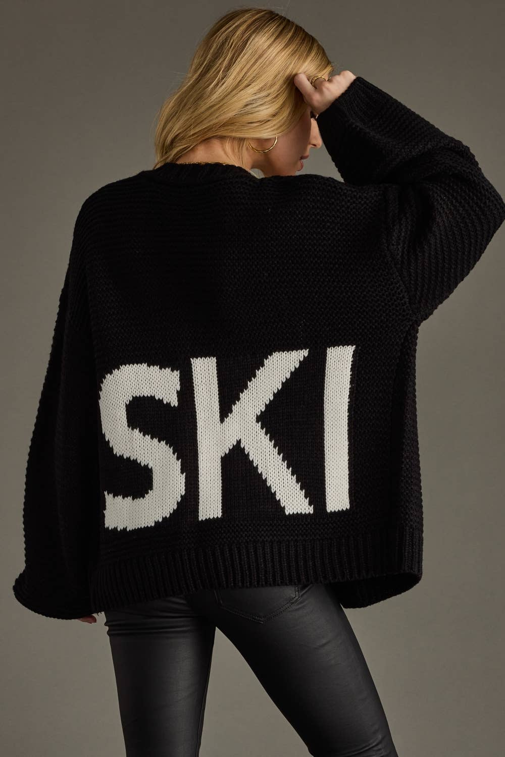 Black "Ski" Knit Cardigan