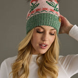 Lt. Pink Cherry Pattern Pom Hat