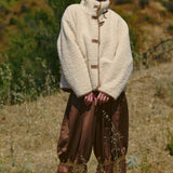 Oversized Sherpa Toggle Button Jacket