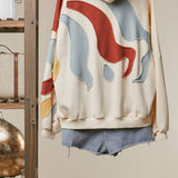 Abstract Patch Hoodie with Kangaroo Pocket