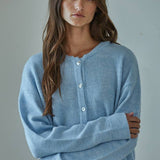 W2536 | Knit Polyester Acrylic Sweater Crew Neck Cardigan