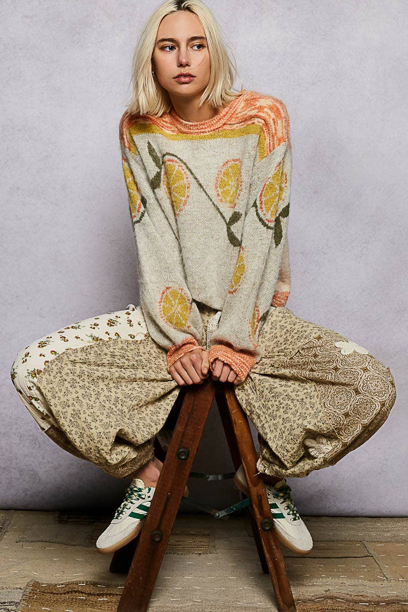 Orange Print Sweater