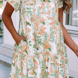 Floral Short Sleeve Mini Dress