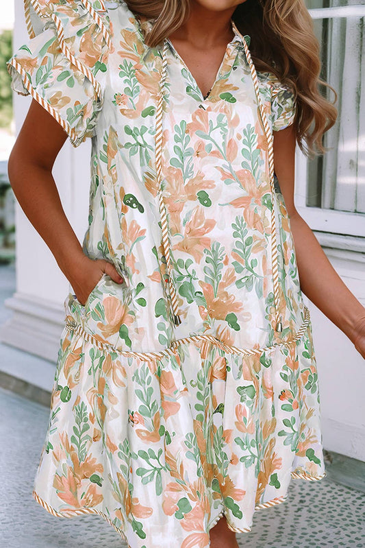 Floral Short Sleeve Mini Dress