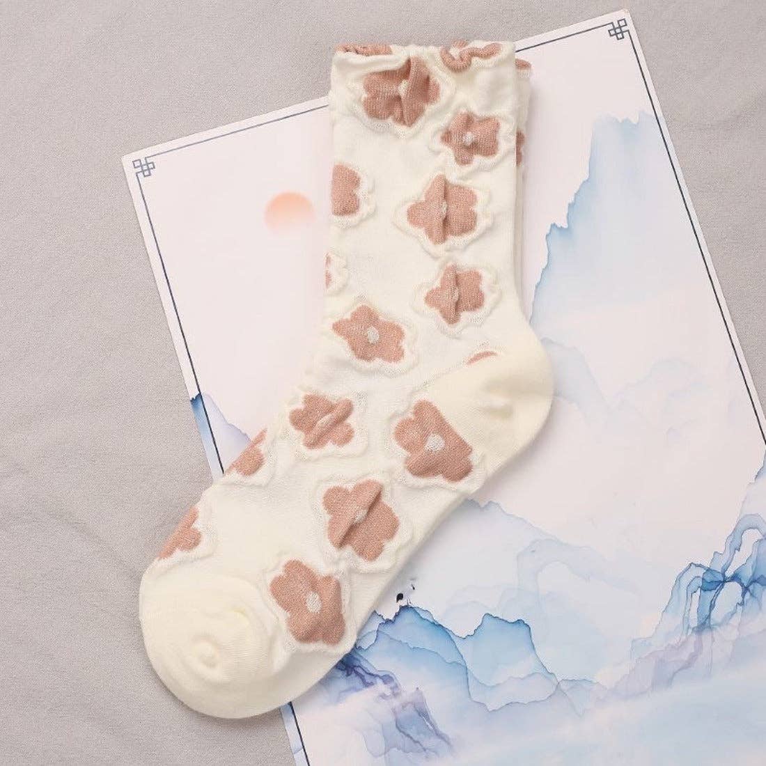 Orange Embossed Socks