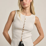 Slim Knit Sleeveless Button Top - RTK1016