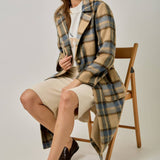 61594 Brushed Plaid Long Coat