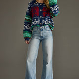 Navy & Multicolored Patterned Cardigan