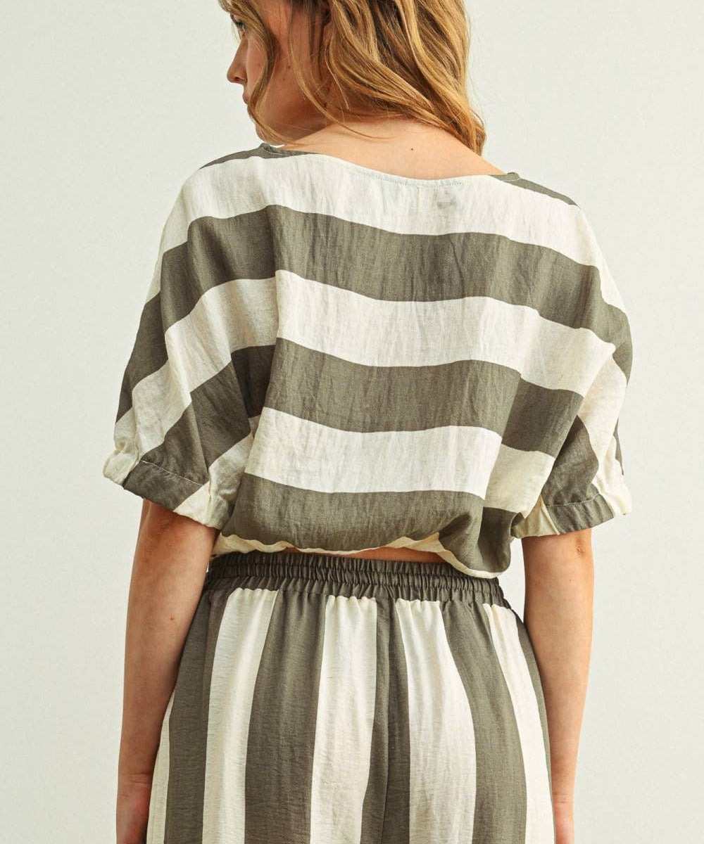 T4525ST   WIDE STRIPE BOAT NECK TOP
