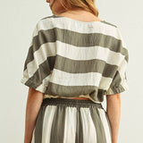 T4525ST   WIDE STRIPE BOAT NECK TOP