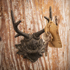 Antiqued Black Pewter Antler Mount Wall Hook