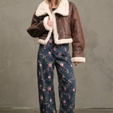 Vintage Cropped Faux Shearling Jacket - MJ9594Y