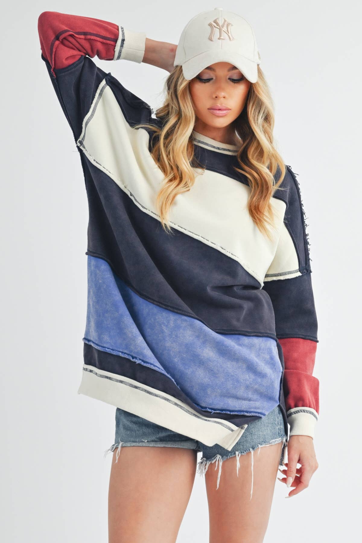 Rugby Color Block Striped Crewneck