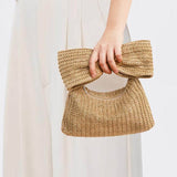 Bow straw handbag small bag clutch bag women's handbag