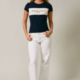 "AMERICAN CLASSIC" ROUND NECK CONTRAST DETAIL BABY TEE