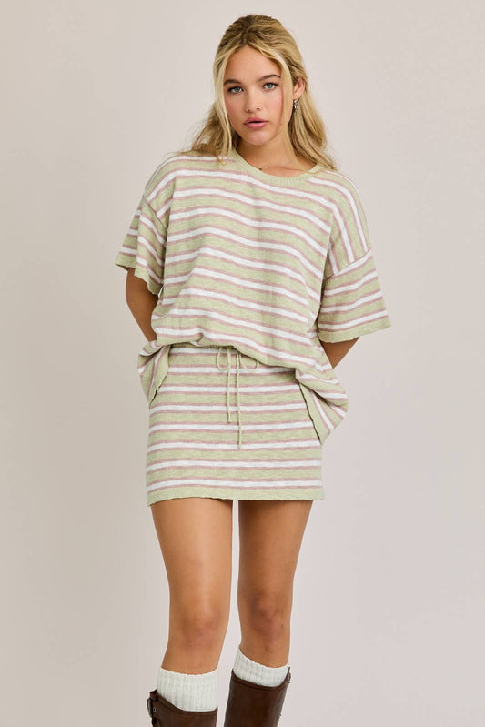 Oversize Sweater Top With Mini Skirt Set