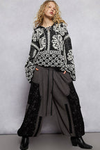 Crisscross Pattern Drawstring Sweater